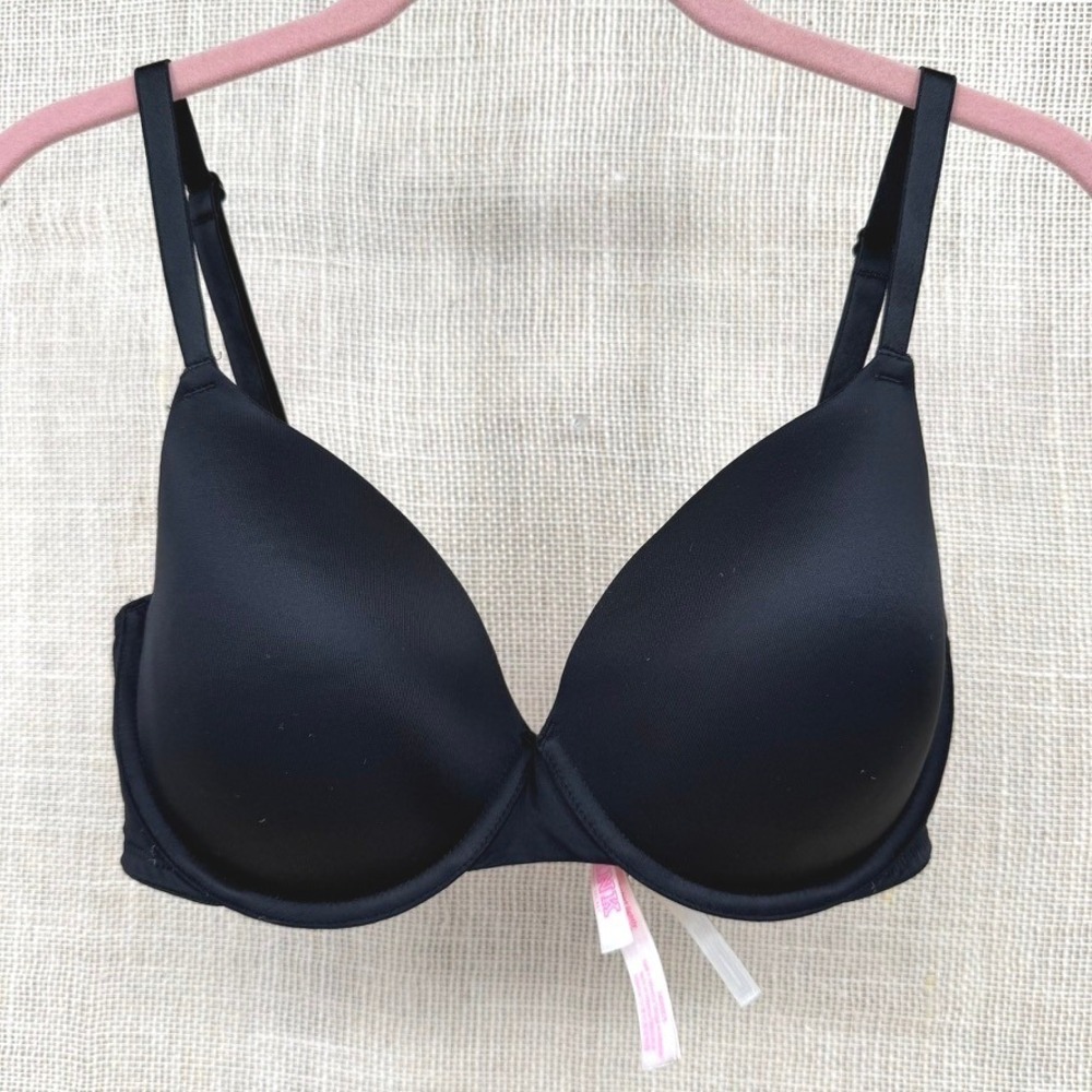 Pink Victoria's Secret Wear Everywhere T-Shirt Bra Black 34DD 142633-QB4